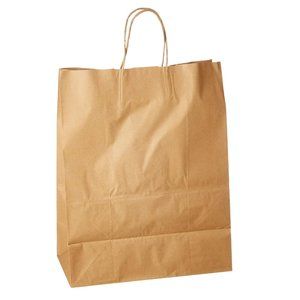 Natural Kraft Paper Bags | with Handles | Quantity 21 bags | Multipurpose shop